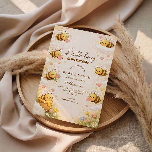 Invitation Douce Fête de Naissance de l'Abeille à Miel (Créateur téléchargé)