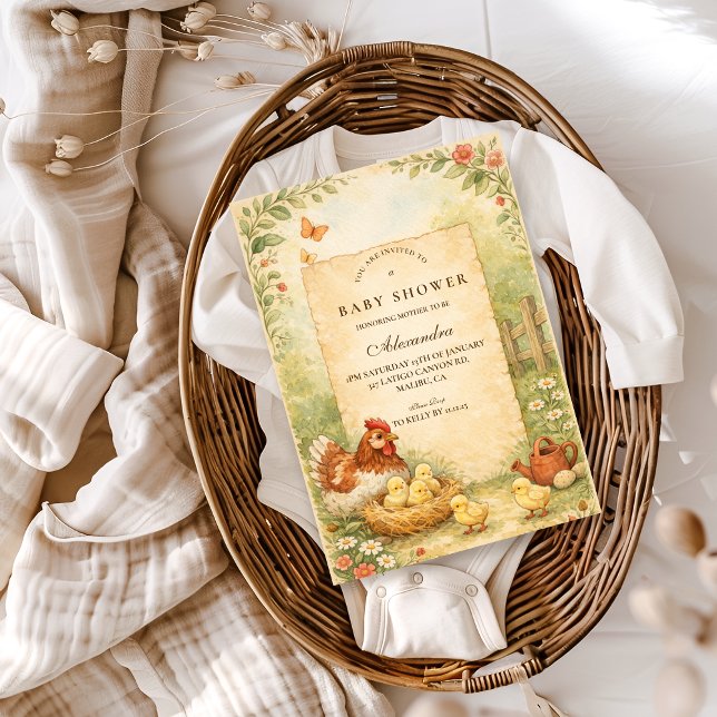 Invitation Douce Fête de Naissance de Petits Poussins de Ferm (Créateur téléchargé)