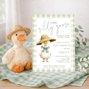 Invitation Douce Fête de Naissance en Vichy Sage de l'Oie Idi