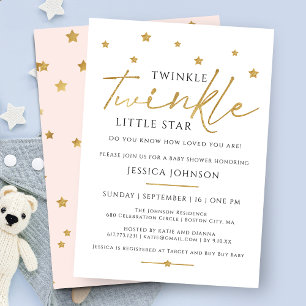Invitation Douce Fête de Naissance Étoile Brillante Brillante