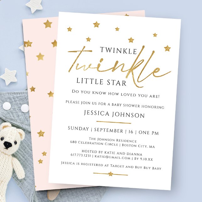 Invitation Douce Fête de Naissance Étoile Brillante Brillante (Créateur téléchargé)
