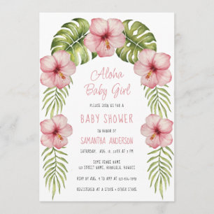 Invitation Douce Fête de Naissance Fille Tropical Floral Aqua