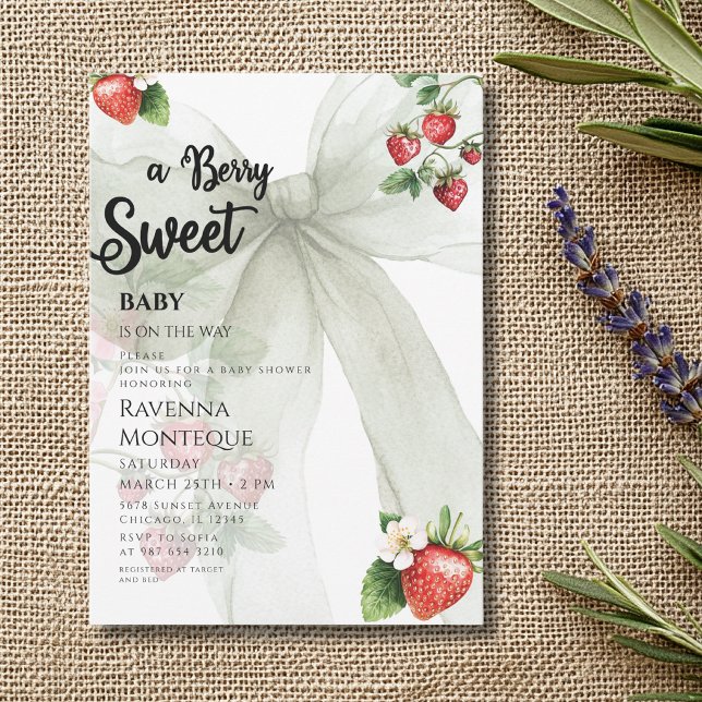 Invitation Douce Fête de Naissance Fleur de Sauge Baie de Fra (Créateur téléchargé)