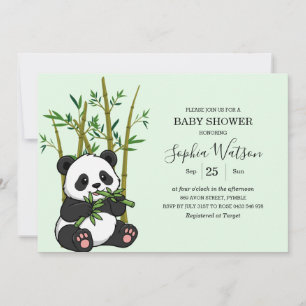 Invitation Douce Fête de Naissance Panda Bamboo Menthe