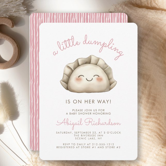 Invitation Douce Fête de Naissance pour Bébé Fille Rose (Créateur téléchargé)
