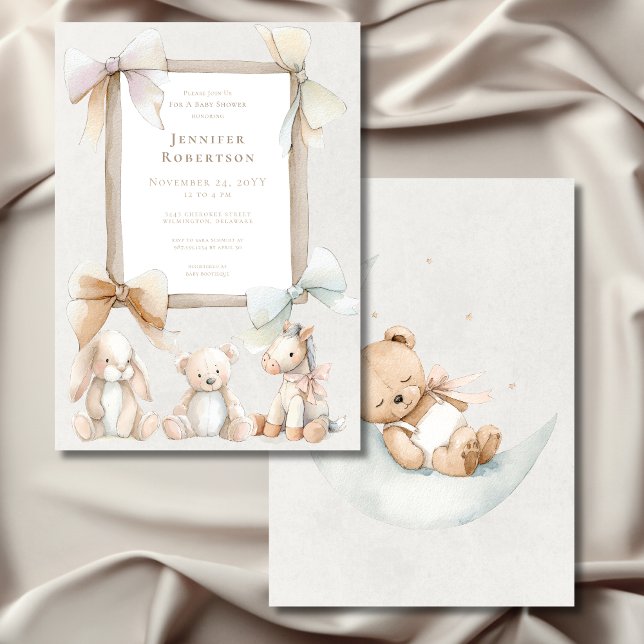 Invitation Douce Fête de Naissance pour Bébé Jouet de Nursery (Soft Gender Neutral Nursery Toy Baby Shower Invitation)