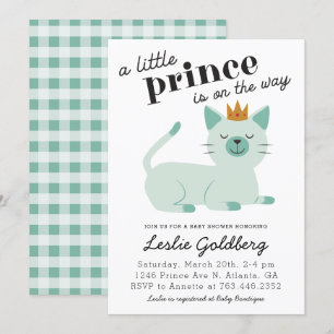 Invitation Douce Fête de Naissance Prince Vert Kitty Chat