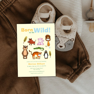 Invitation Douce Fête de Naissance Safari Colorée Née Pour Êt