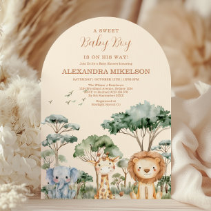Invitation Douce Fête de Naissance sur le Thème de la Jungle