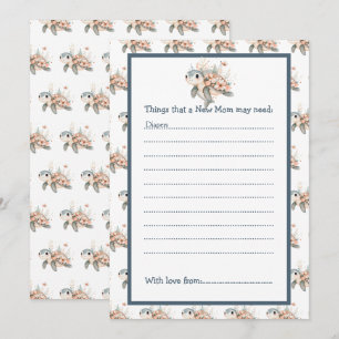 Invitation Douce Fête de Naissance Tortue Florale