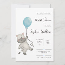 Douce Fête de Naissance Zèbre et Ballon Bleu Aquar