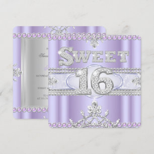 Invitation Douce Fête des 16 ans Diamant Violet Lilas