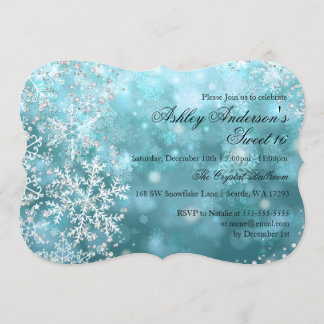 Invitation Douce fête des 16 ans, merveilleux flocons de neig