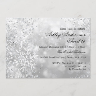 Invitation Douce fête des 16 ans, merveilleux monde hivernal,