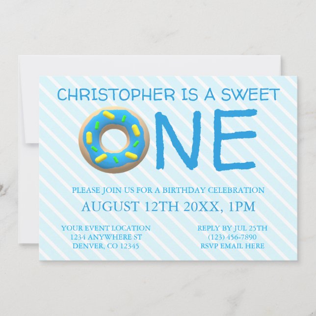 Invitation Douce Fête du Gâteau pour le 1er Anniversaire de G (Devant)