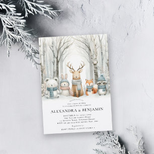 Invitation Douce Fête Prénatale Mixte Animaux de la Forêt de