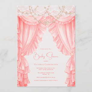 Invitation Douce Fête Rose Clair Élégante de Bébé