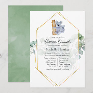 Invitation Douce Fête Virtuelle de Bébé Koala Eucalyptus