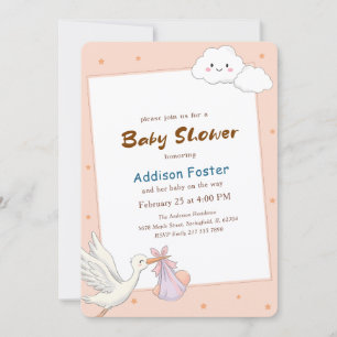 Invitation Douce Fille Bébé Fauvette Aquarelle Baby Shower