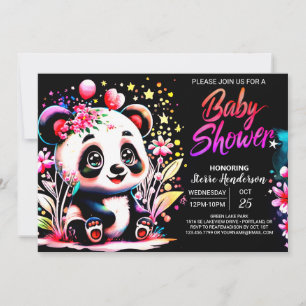 Invitation Douce Fille de Rêve de Panda de la Jungle Baby Sho