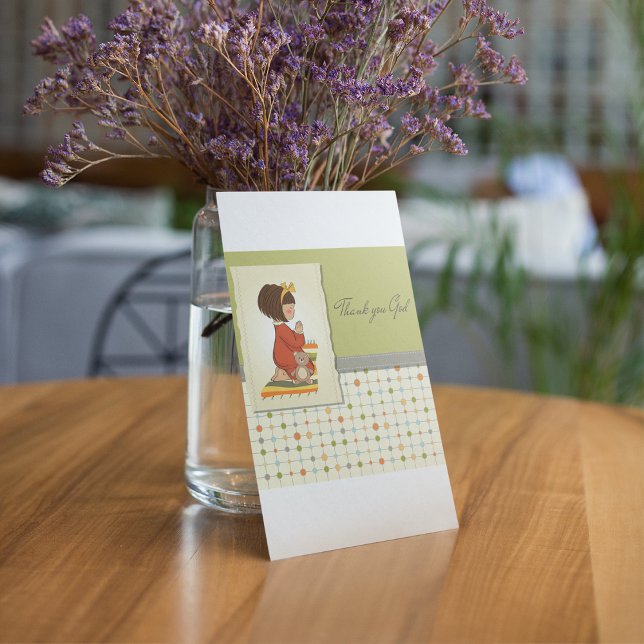 Invitation Douce Fille Priant Merci Dieu (Créateur téléchargé)