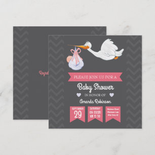 Invitation Douce Fille Rétro Baby Shower personnalisée
