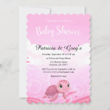 Douce Fille Tortue de Mer Rose Baby Shower