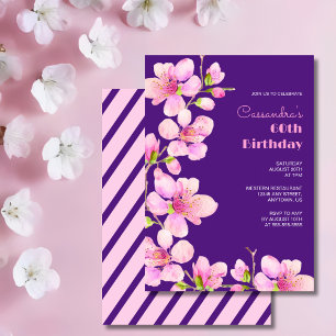 Invitation Douce Fleur de Cerisier Rose Sakura Violet Anniver