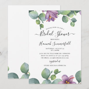Invitation Douce Fleurie de Mariage au Eucalyptus
