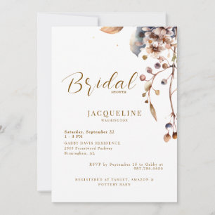 Invitation Douce Foliage Moderne Blanche pour une Baby Shower