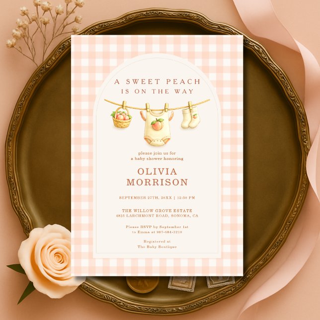Invitation Douce Lessive En Vichy Pour Bébé Fille Baby Shower (Créateur téléchargé)