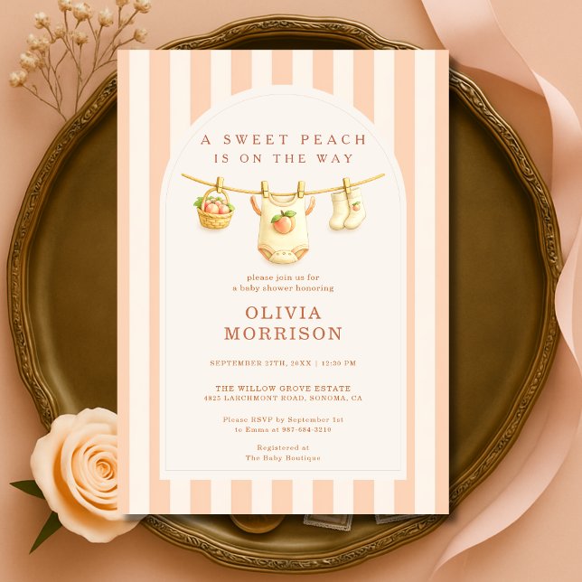 Invitation Douce Ligne de Vêtements en Rayures pour Bébé Peac (Créateur téléchargé)