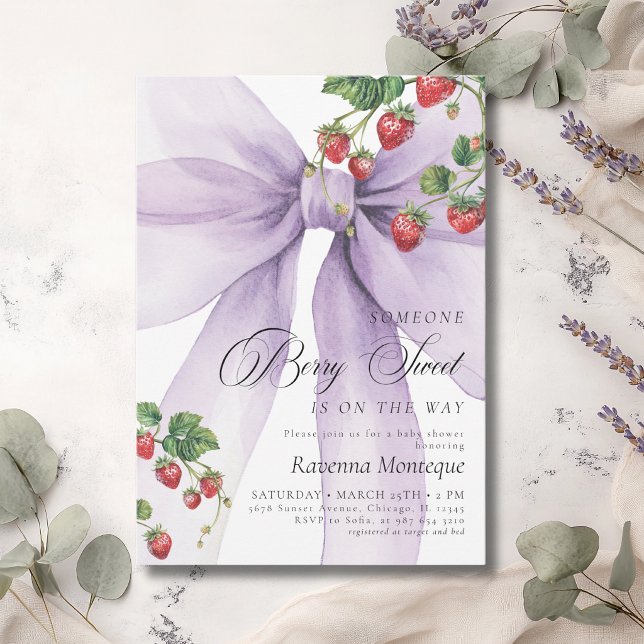 Invitation Douce Lilac Douce Fête de Naissance de la Baie Mig (Créateur téléchargé)