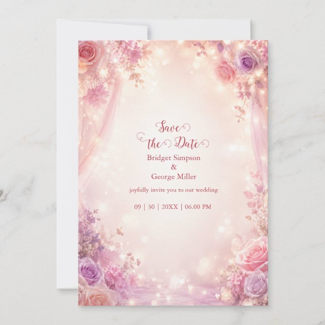 Invitation Douce Lumière de Mariage Floral Romantique (Devant)