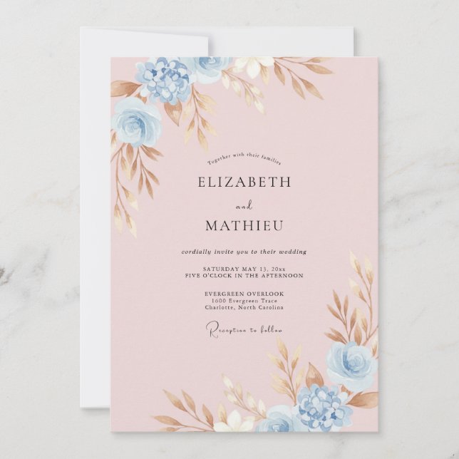 Invitation Douce Mariage au Periwinkle Ranunculus Eucalyptus  (Devant)