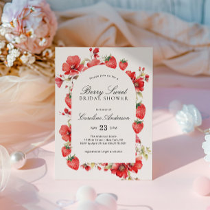 Invitation Douce Mariage aux Fruits Rouges Fleur de Fraisier
