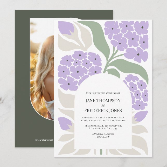 Invitation Douce Mariage de Printemps Moderne Floral Abstrait (Devant / Derrière)