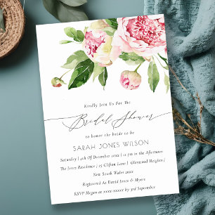 Invitation Douce Mariage Floral Pivoine Aquarelle Fête de mar
