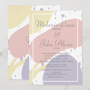 Invitation Douce Mariage Géométrique Organique Coloré Pastel