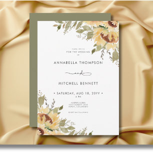 Invitation Douce Mariage Rustique Grand Boho Tournesols