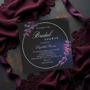 Invitation Douce Mariage Sombre Bleu Nuit Violet Romantique