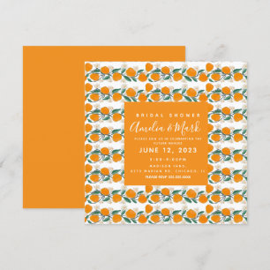Invitation Douce Mariée Abstrait Botanique Orange Dessiné à l