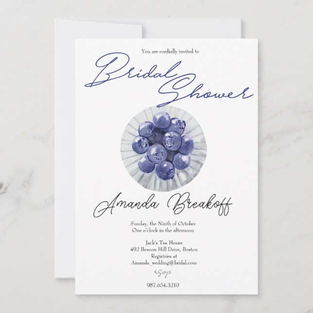 Invitation Douce Mariée aux Myrtilles Fête de Mariage (Devant)