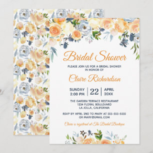 Invitation Douce Mariée Corail pêche marine aquarelle florale