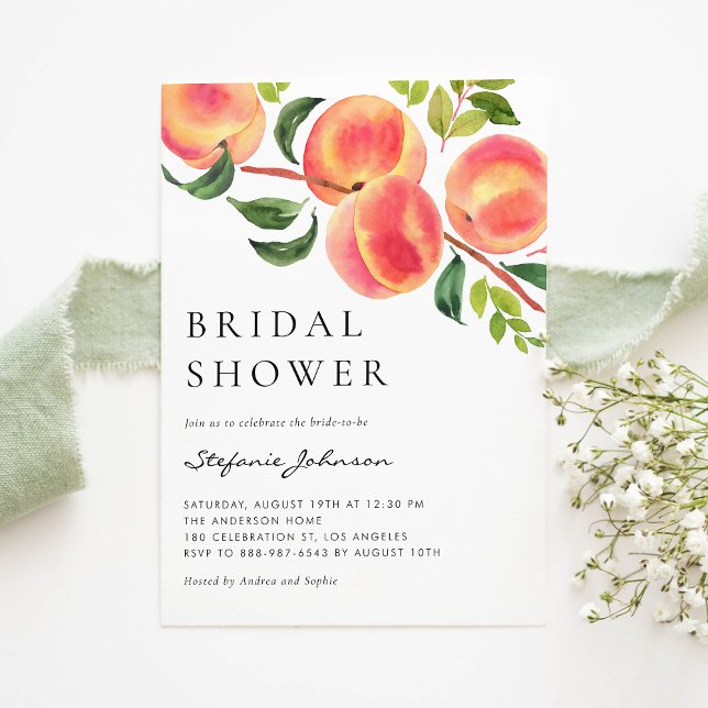 Invitation Douce Mariée d'Eau Peaches Eté (Créateur téléchargé)