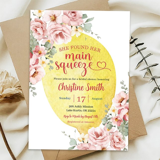 Invitation Douce Mariée Fleurie Rose Citron Squeeze Shower de (Créateur téléchargé)