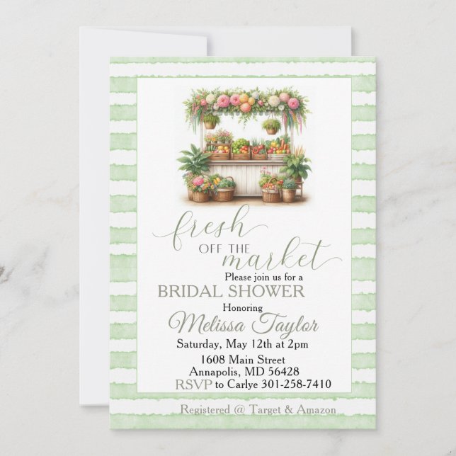 Invitation Douce mariée tout juste arrivée sur le marché (Devant)