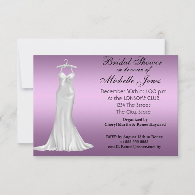 Invitation Douce Mariée Violette Populaire (Devant)
