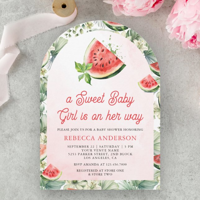 Invitation Douce Mélon Doux Bébé Fille Arche Baby Shower (Créateur téléchargé)