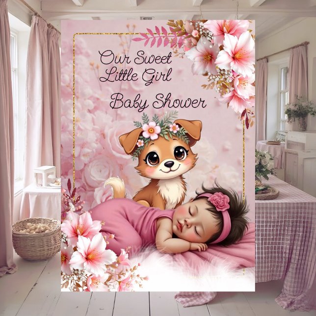 Invitation Douce Mignonne Fille Rose Bébé Naissance Chiot Chi (Créateur téléchargé)